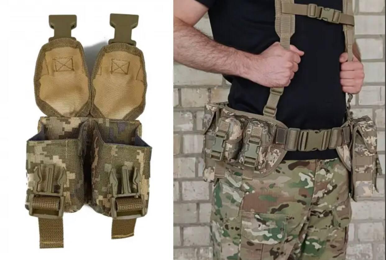 Підсумок гранатний подвійний подвійний піксель ЗСУ MM-14 (MOLLE, підсумок для гранат на розвантаження, жилет, РПС)