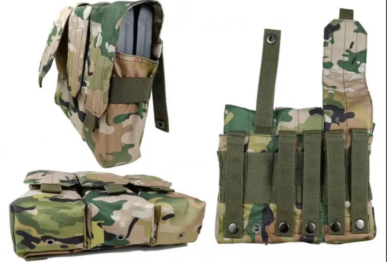 Підсумок під 6 магазинів АК/РПК потрійний Мультикам (MOLLE, підсумок на розвантаження, жилет, РПС), фото 1