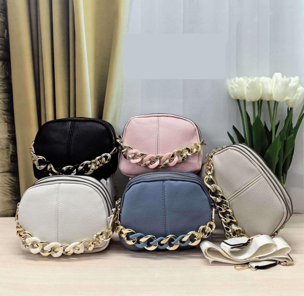 Сумочка жіноча крос-боді 20*15 см на три відділення зі штучної шкіри у різних кольорах Nina, фото 1