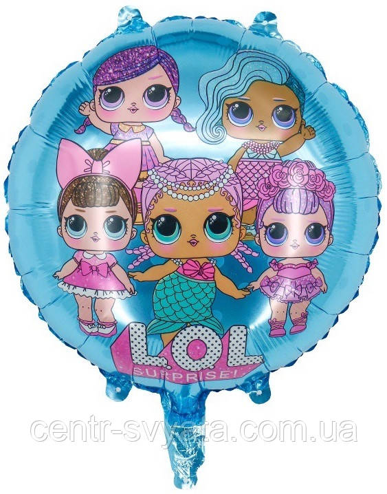 Фольгована кулька КНР 18" (45 см) Коло Ляльки Лол на бірюзовому фоні