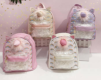 Рюкзак яскравий блискучий на блискавці з кишенею 20*23 см Єдиноріг у різних кольорах Nina