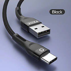Кабель PZOZ Cable Type-C 3A для заряджання та передачі даних 1м / Чорний