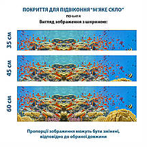 Покриття для підвіконня, м'яке скло з фотодруком Зграя золотих рибок, 35 х 100 см, ПО-tx414, фото 3