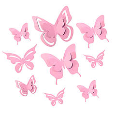 Набір РІЗНОРОЗМІРНИХ метеликів 005 - рожеві (9 шт)