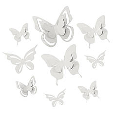 Набір РІЗНОРОЗМІРНИХ метеликів 002 - білі (9 шт)