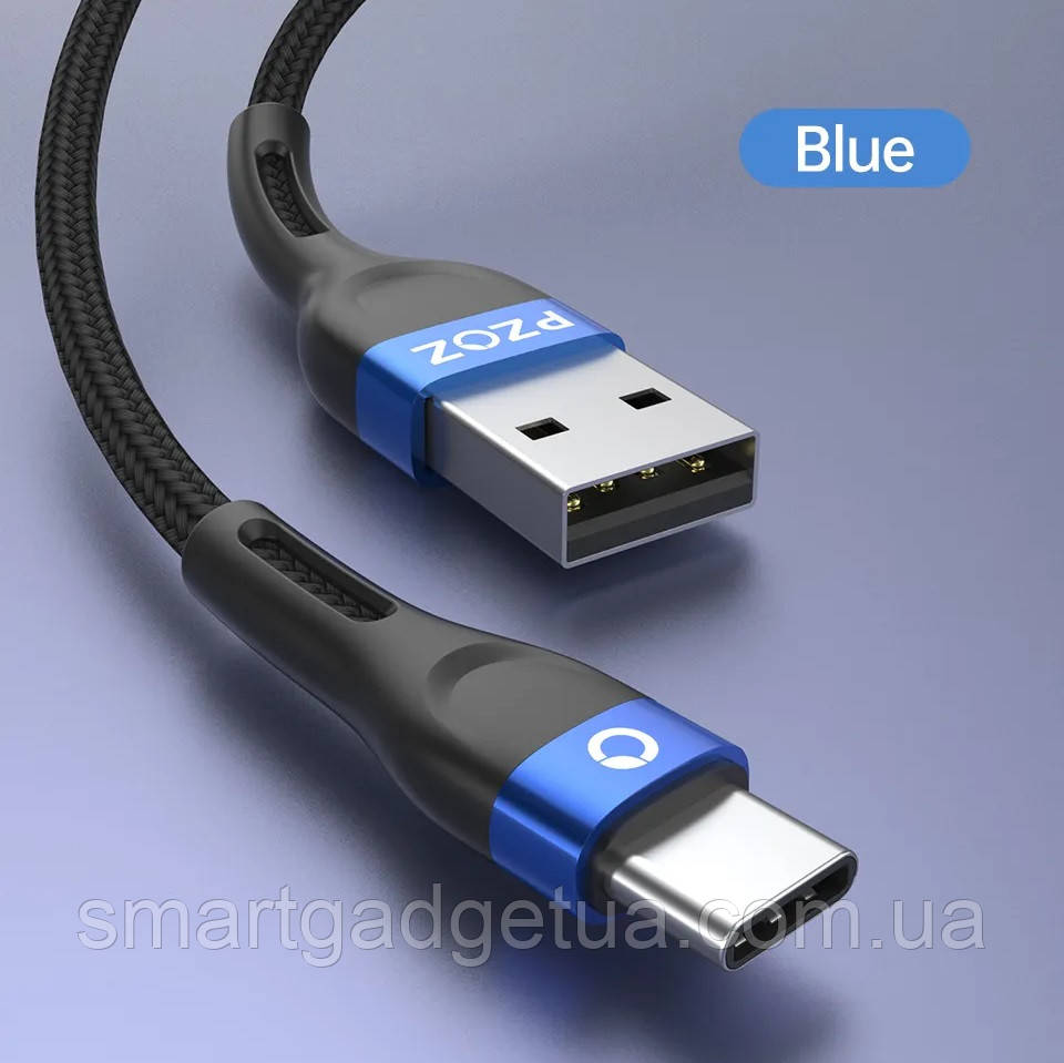 Кабель PZOZ Cable Type-C 3A для заряджання та передачі даних 1м / Синій