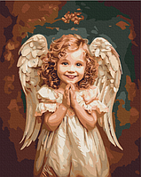 Картина за номерами Янгольська посмішка 40х50см Акриловий живопис Розмальовування за номерами дівчинка ангел Brushme BS53987