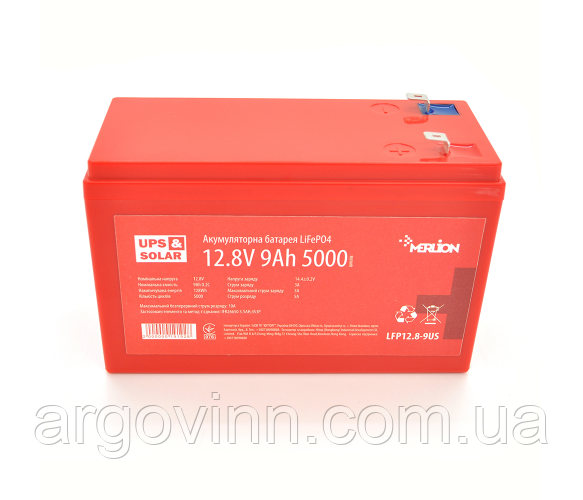 Літій-залізо-фосфатний акумулятор Merlion LiFePO4 12.8V 9AH (4S3P/BMS-10A), (151x65x100), 1,34kg for UPS