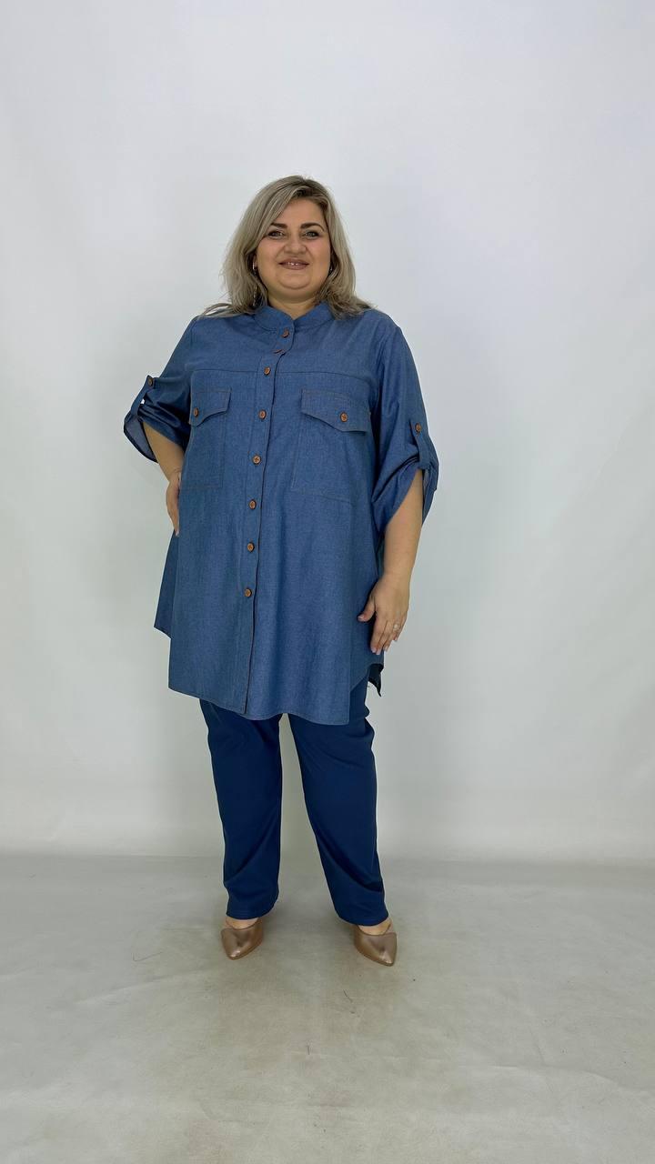 Легка джинсова сорочка "Еффі" вільного крою 62-64 66-68 70-72