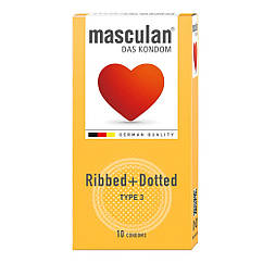 Презервативи Ribbed+Dotted, 10 шт, Masculan