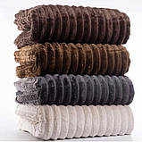 Плед Шарпей широка полоска двуспального розміру 180-200см. колір Молочний шоколад, фото 4