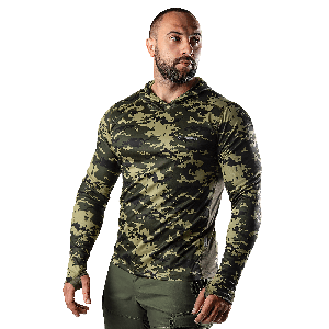 Лонгслів з каптуром Chiton Air Hood Pixel Green