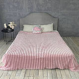 Плед велсофт м'яка полоска Євро Розміру 200-220см колір Рожевий, фото 2