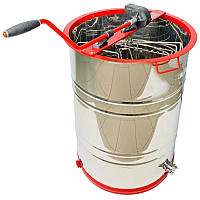 Медогонка з поворотом касет 2-х рамкова (бак нержавіюча сталь AISI 430, касети, ротор – порошкове покриття; кран – нержавіюча