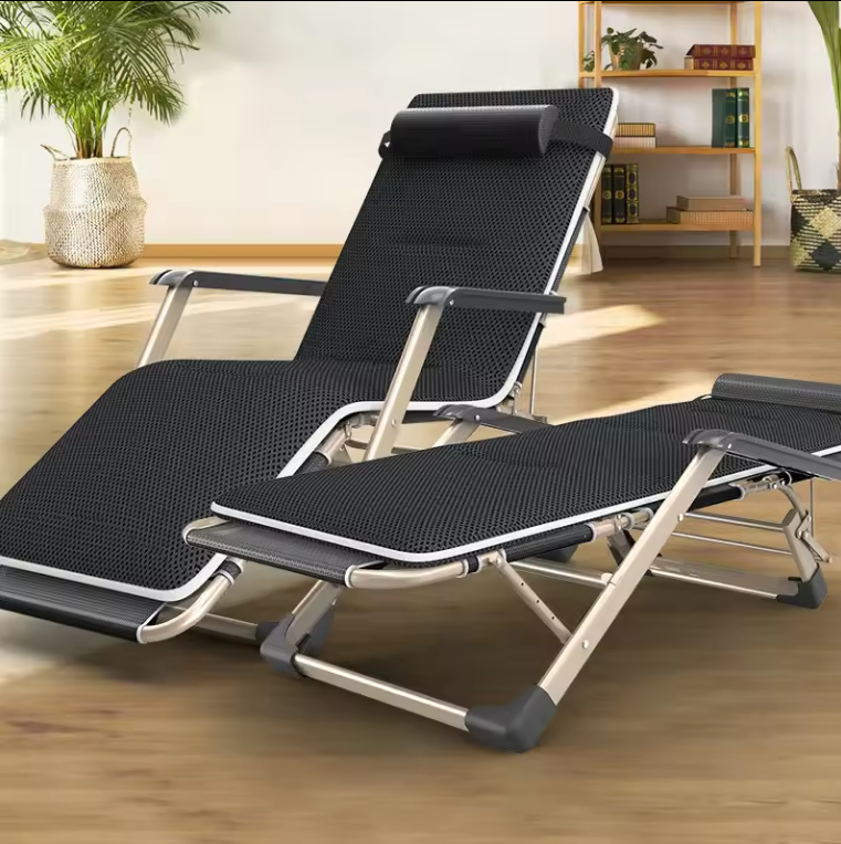 Розкладне крісло ліжко з подушкою LEOBRO Чорне, фото 1