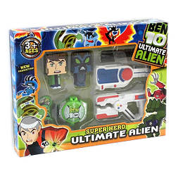 Ben ten Бен Тен фігурки трансформери + годинник з дисками+ 2 пістолета
