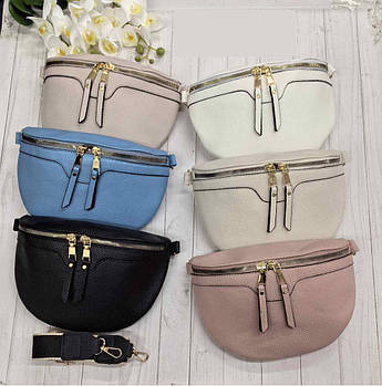 Сумка бананка 24*16 см на блискавці зі штучної шкіри в різних кольорах Nina