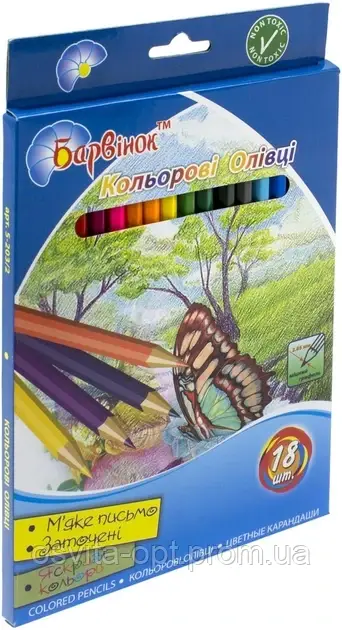 Олівці кольор. 18 кольор. "Барвінок" №5-203