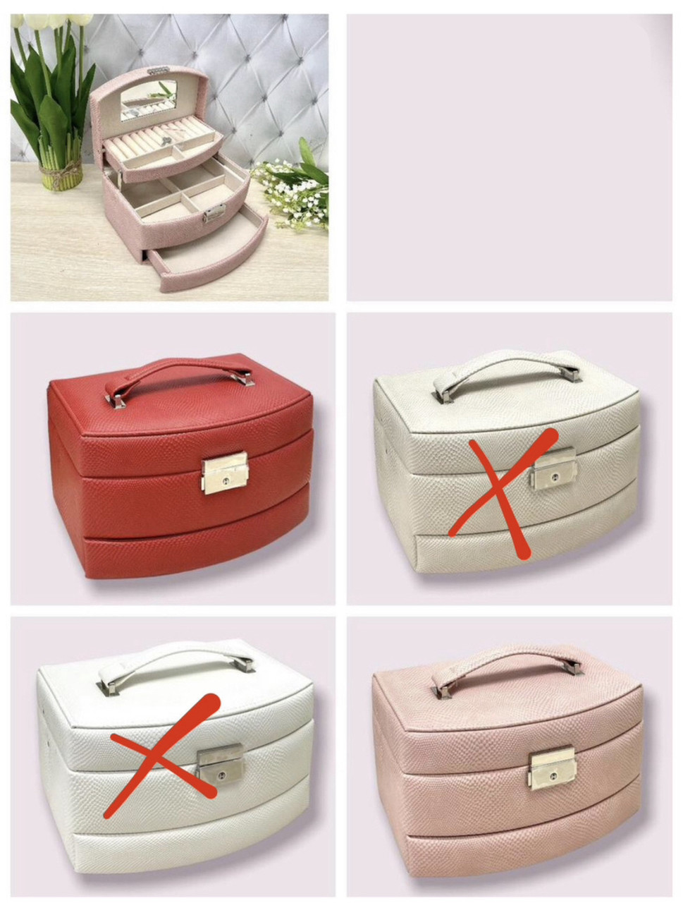 Скринька органайзер 22*13 см для прикрас, косметики на замочці з дзеркалом Nina, фото 1