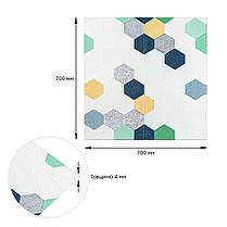 Панель стінова 3D 700х700х4мм Мозаїка синьо-жовта SW-00002016, фото 3