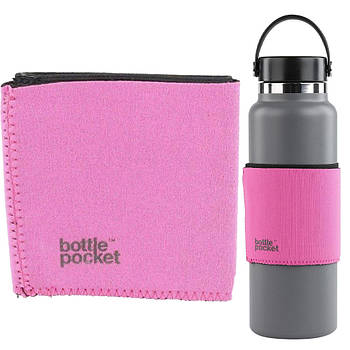 Чохол для пляшки, що розтягується, Рожевий / Сумка-чохол для спортивної пляшки / Чохол з кишенею на пляшку