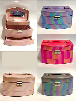 Скринька органайзер 22*16 см для прикрас, косметики на замочці з дзеркалом Nina