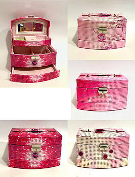 Скринька органайзер 22*16 см для прикрас, косметики на замочці з дзеркалом Nina