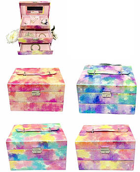 Скринька органайзер 24*15 см для прикрас, косметики на замочці з дзеркалом Nina