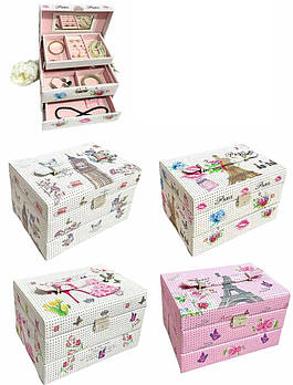 Скринька органайзер 24*15 см для прикрас, косметики на замочці із дзеркалом принт в різних варіантах Nina