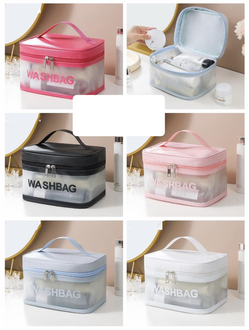 Косметичка силіконова прозора 22*16 см на блискавці WashBag у різних кольорах Nina, фото 1