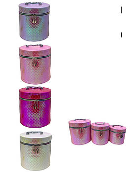 Набір скриньок круглих 3в1 голографічних 20*20 см Скриньки Nina