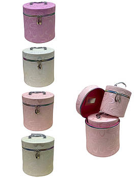 Набір скриньок круглих 20*20 см для біжутерії 3 в 1 Скринька органайзер для прикрас в різних кольорах Nina