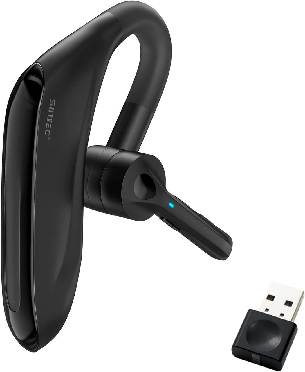 Bluetooth-гарнітура, бездротова гарнітура з подвійним мікрофоном та USB-ключом для комп'ютера, час розмови 45H