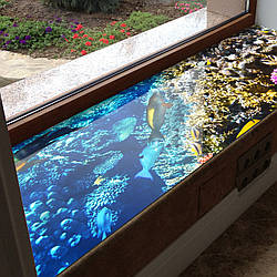 Покриття для підвіконня, м'яке скло з фотодруком Морський глибинний рельєф, 35 х 100 см, ПО-tx416