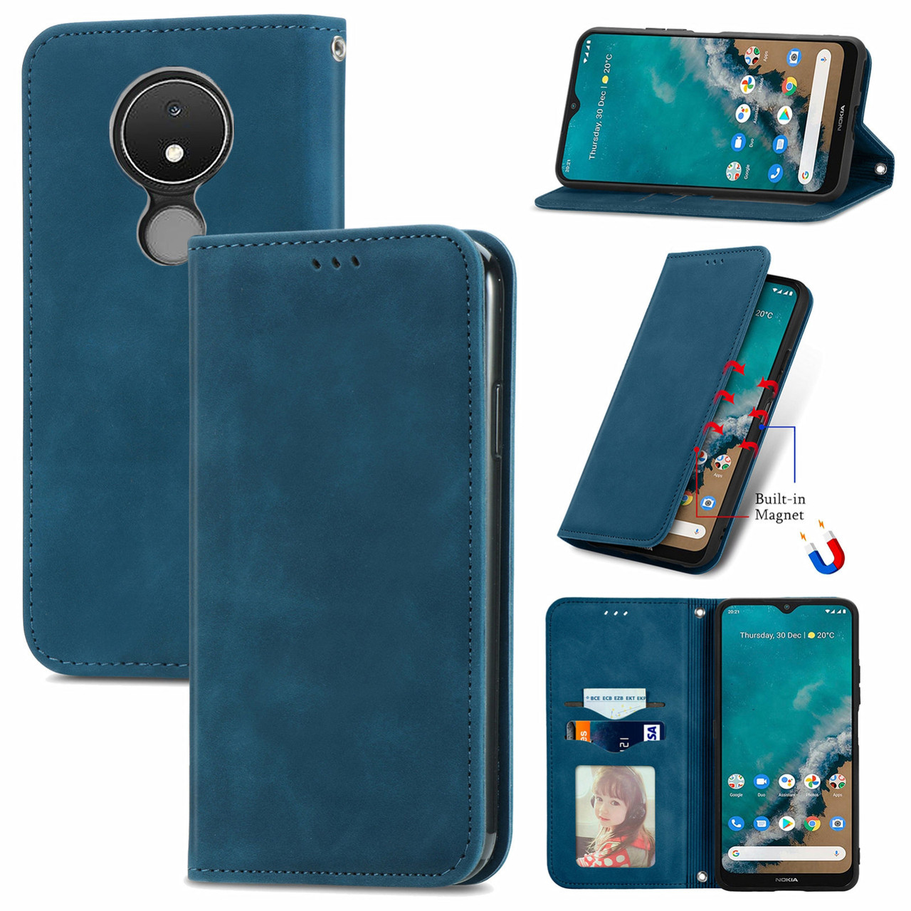 Чохол-книжка Skin Feel Leather Wallet для Nokia C21 Blue, фото 1