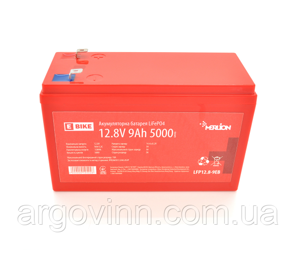 Merlion LiFePO4 12.8V 9AH (4S3P/BMS-10A), (151x65x100), 0,9kg, для електротранспорту