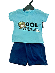 Костюм 9, 12 місяців Туреччина літній на хлопчика для новонародженого блакитного (КДНМ2464)