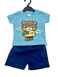 Костюм 6, 9, 12, 18, 24 місяці Туреччина літній на хлопчика для новонародженого блакитного (КДМ2465)