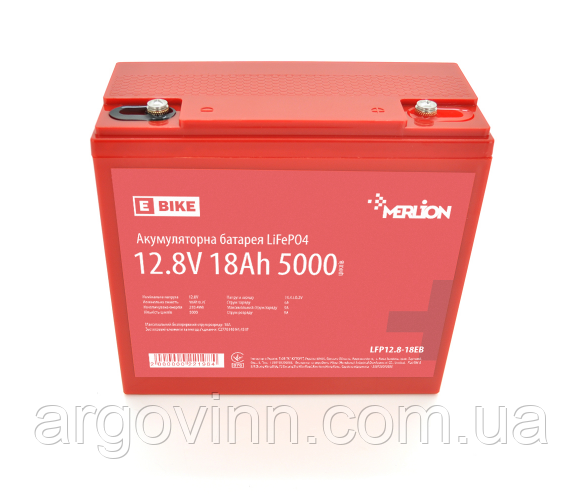 Merlion LiFePO4 12.8V 18AH (4S3P/BMS-20A),(181x77x167), 2,2kg для електротранспорту, 5000 циклів, Q6