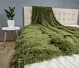 Хутряний плед-покривало травичка Євро розміру 220/240см. колір Зелений, фото 2