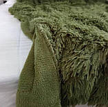 Хутряний плед-покривало травичка Євро розміру 220/240см. колір Зелений, фото 3