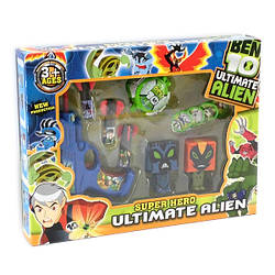 Ben ten Бен Тен фігурки трансформери + годинник з дисками + пістолет