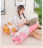 Дитяча плюшева м'яка іграшка обіймашка для сну Кот Батон 90 см рожевий, фото 4