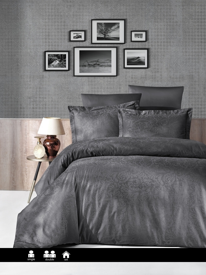 Постільна білизна First Choice Jacquard Satin Dark Series — Tecna Anthracite