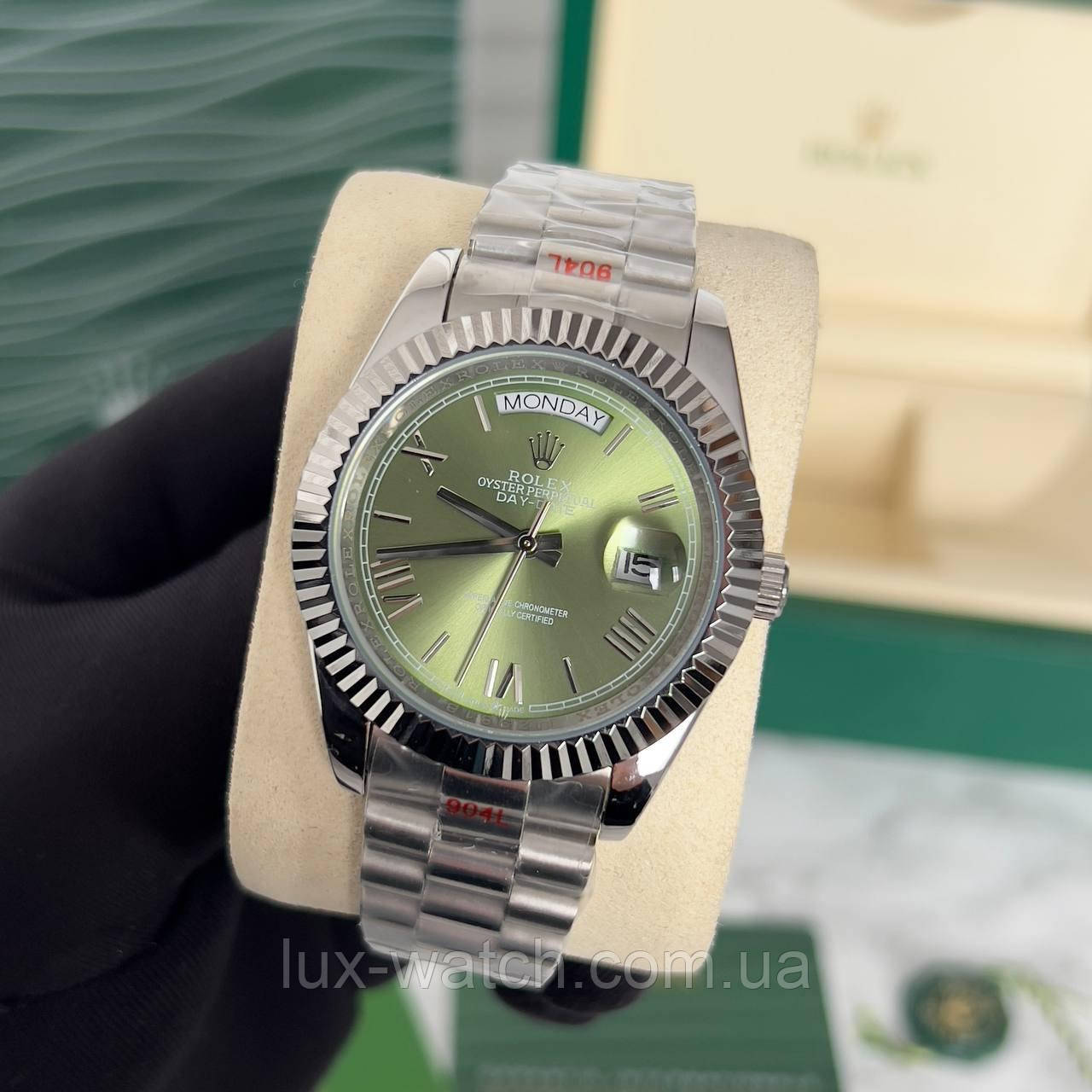 Наручний годинник Rolex Day — Date Oyster Perpetual Silver-Green