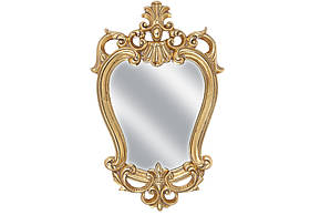 Фігурне настінне дзеркало в золотистій рамі 24.5*38*3см Бароко стиль, полістоун
