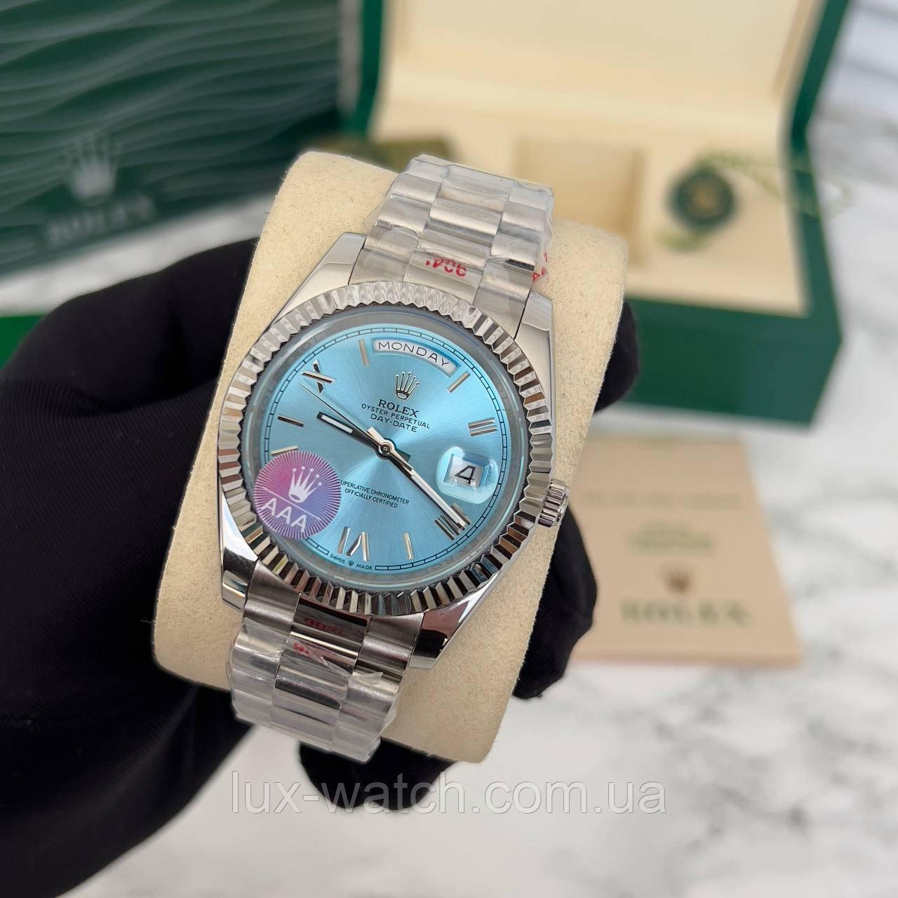 Наручний годинник Rolex Day — Date Oyster Perpetual Silver- Blue