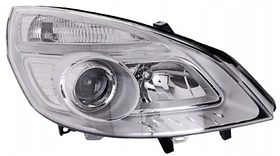 Фара права Renault Scenic/Grand Scenic 03-08 (H1/H7/H6W/PY21W) TYC ел., з коректором, без ламп, з кришкою, хром