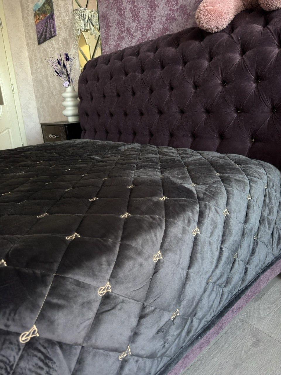 Велюрове стьобане покривало з прошарком синтепону 210х230, фото 1