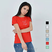 44,46,48,50,52,54. Жіноча футболка з принтом - червона